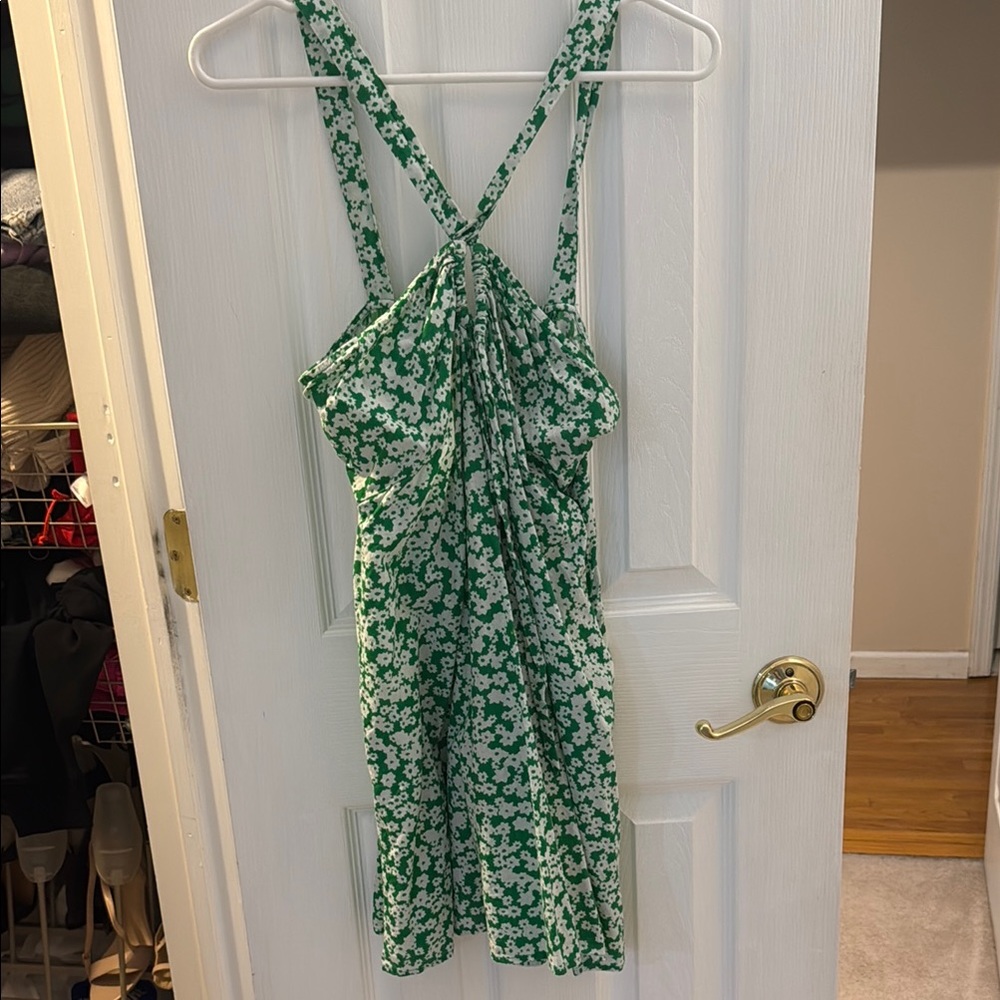 Urban Outfitters Green Floral Mini Dress